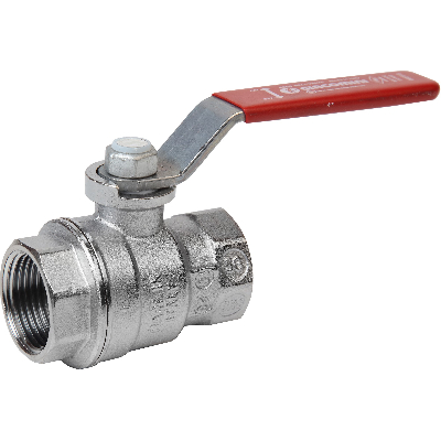 Кран шаровой хромированный R850 Ду 32 1 1/4' Ру28 ВВ рычаг красный