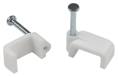 Скоба пластиковая крепежная плоская 10 мм белая NO-225-287 (10 шт/уп)