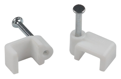 Скоба пластиковая крепежная плоская 6 мм белая NO-225-283 10 шт/уп