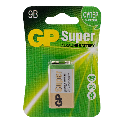 Батарейка алкалиновая GP Super Alkaline 9V Крона - 1 шт. на блистере