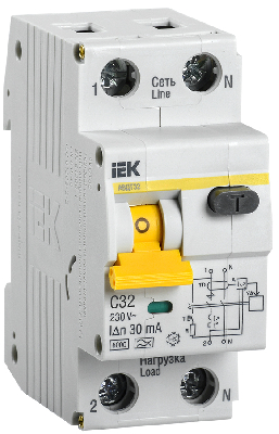 Выключатель автоматический дифференциальный АВДТ-32 1п+N 32А 30мА C(Электронный)