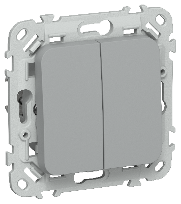 FLITE Выключатель 2-клавишный 10А ВС12-1-0-ФлС серый IEK
