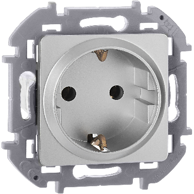 Розетка 2К+З немецкий стандарт 16 А 250 В~ INSPIRIA алюминий