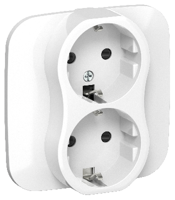 FLITE Розетка 2-местная с заземлением с защитными шторками безвинтовое крепление 16А в сборе РСш12-1-А-ФлБ белый IEK