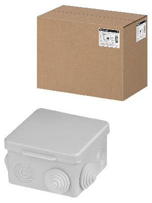 Распаячная коробка ОП 80х80х50мм, крышка, IP54, 7 входов