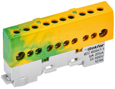 TEKFOR Шина PE земля изолированная на универсальном держателе 8х12-10-ЖЗ IEK