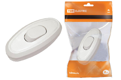 Выключатель на шнур 6А 250В белый