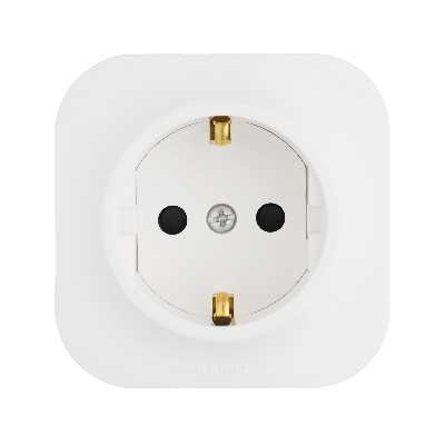 Quteo Розетка с заземлением без шторок наружная белая