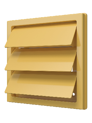 Решетка приточно-вытяжная с гравитационными жалюзи 190х190 с фланцем D150/160, из ASA пластика, цвет Бежевый