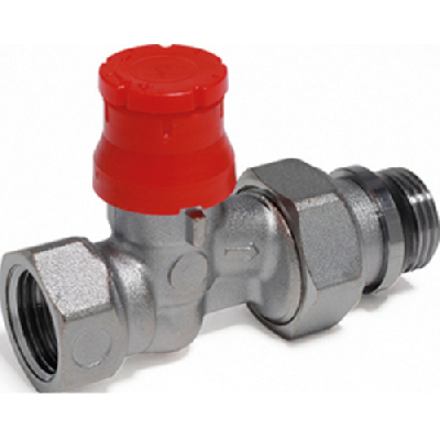 Прямой термостатический клапан 1/2' с предварительной настройкой , хромированный, отвод с герметичной прокладкой.