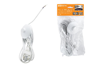 Шнур с ножным выключателем и плоской вилкой ШУН01В ШВВП 2х0,75мм2 3,5м. белый TDM