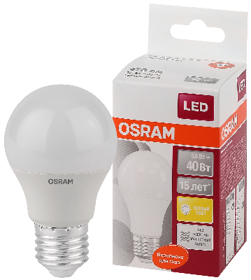 Лампа светодиодная LED 5.5Вт E27 LS CLA40 FR теплый матовая Osram