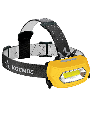 Фонарь налобный аккумуляторный KOC-LiPoH3WCOB, 3W COB LED, аккум. 3,7V 800mAh, 210Lm, 6 часов, Косм ос