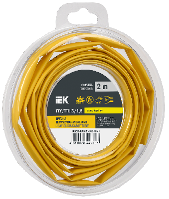 Трубка термоусадочная ТТУ нг-LS 3/1,5 желтая (2м/упак) IEK