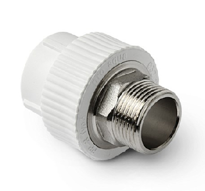 Муфта комбинированная 50 х 1 1/2' НР под ключ полипропиленовая PPR белый