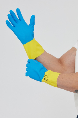 Перчатки латексные с хлопковым напылением VE330, размер 9