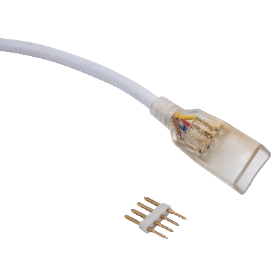 Соединитель (провод) для светодиодных лент 220В 5050,  UCX-SK4/B67-RGB CLEAR 005 POLYBAG 4 контакта, цвет прозрачный, 5 штук в пакете