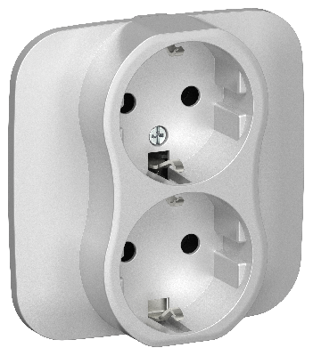 FLITE Розетка 2-местная с заземлением без защитных шторок безвинтовое крепление 16А в сборе РС12-1-А-ФлА алюминий IEK