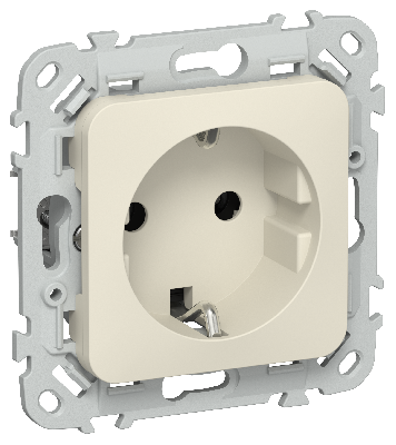 FLITE Розетка с заземлением без защитных шторок безвинтовое крепление 16А РС11-1-ФлСл сливочный IEK
