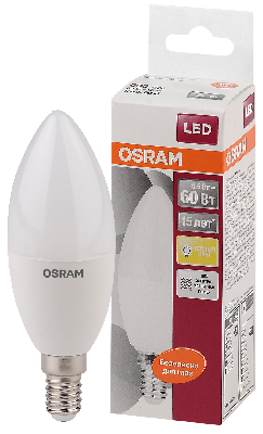 Лампа светодиодная LED 6,5Вт Е14 STAR ClassicB (замена 60Вт),теплый белый свет, матовая колба Osram