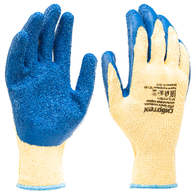 Перчатки трикотажные, полиэфирные, латексное рельефное покрытие, размер 10