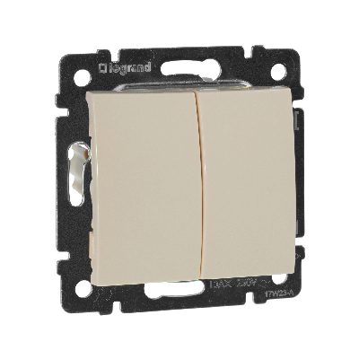 VALENA Переключатель двухклавишный на 2 направления в рамку слоновая кость