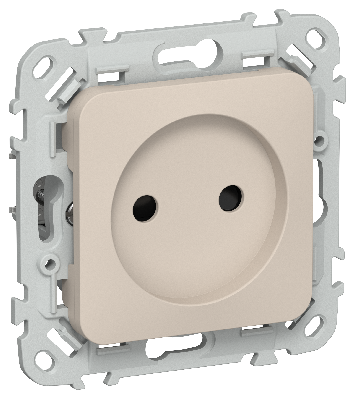 FLITE Розетка без заземления с защитными шторками безвинтовое крепление 10А РСш01-1-ФлЛ льняной IEK
