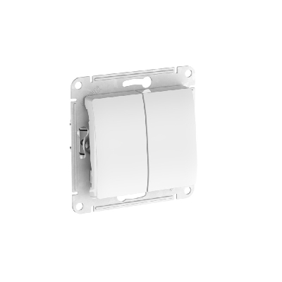 GLOSSA 2-клавишный ПЕРЕКЛЮЧАТЕЛЬ, сх.6/2, 10АХ, быстрозажимные клеммы, БЕЛЫЙ