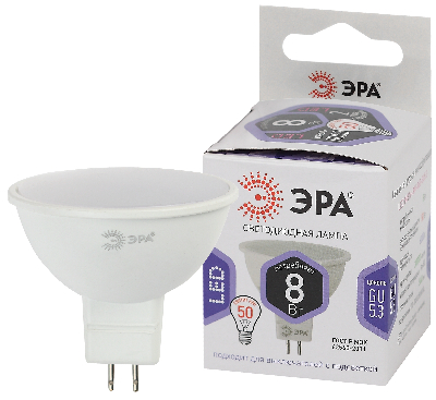 Лампа светодиодная LED 8 Вт 640Лм 6000К софит холодный GU5.3 170-265В LED MR16-8W-860-GU5.3 Standart