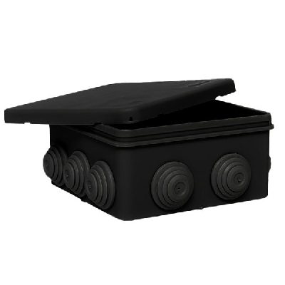 Коробка распределительная КМР-030-014 с крышкой (100х100х50), 10 мембр. вводов чёрная IP55