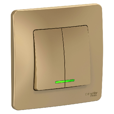 BLANCA скрытой установки двухклавишный выключатель (cх.5) с подсветкой, 10A, 250B, титан