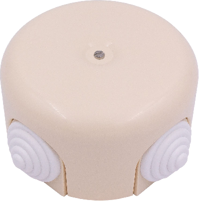 Коробка распределительная 78мм, пластик, цвет Песочное золото с кабельными вводами