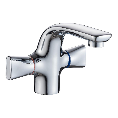 Смеситель для умывальника с двумя рукоятками крепеж гайка