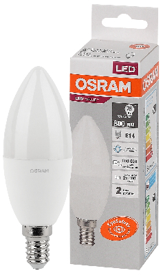 Лампа светодиодная LED 10 Вт E14 6500К 800Лм свеча 220 В (замена 75Вт) OSRAM