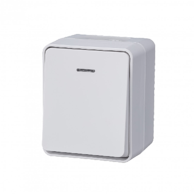 AtlasDesign Profi54 выключатель одноклавишный с подсветкой IP54 10 АХ, БЕЛЫЙ, Россия