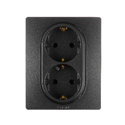 ETIKA Розетка 2X2К+З немецкий стандарт винтовые зажимы 16 А 250 В антрацит