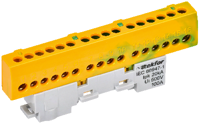 TEKFOR Шина PE земля изолированная на универсальном держателе 6х9-16-ЖЗ IEK