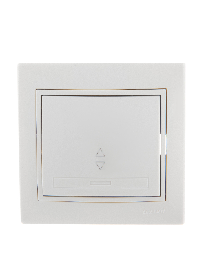 Выключатель одноклавишный, проходной, с белой вставкой