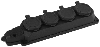 Колодка каучуковая с/з 4гн 16A IP44 черная        K-4e-B-IP44