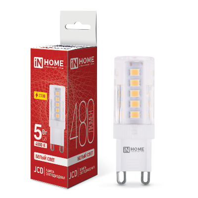 Лампа светодиодная LED-JCD 230В 5Вт G9 4000К 480Лм IN HOME