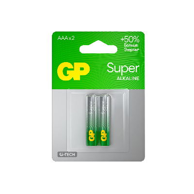 Батарейка алкалиновая GP Super Alkaline G-Tech 24А ААA - 2 шт. на блистере