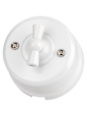 Выключатель поворотный проходной с ручкой (бантик) 10А белый «Виви» TDM