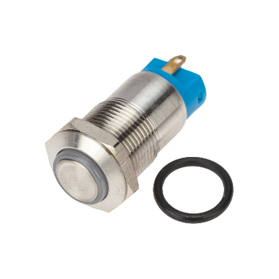 Кнопка антивандальная 12 12В Б/Фикс (4с) OFF-(ON) синяя, REXANT