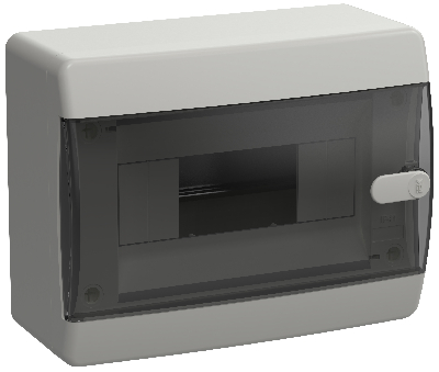 Корпус пластиковый навесной на 8 модулей ЩРН-П-8 IP41 UNION Compact черная прозрачная дверь