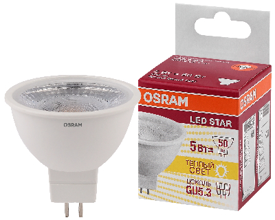 Лампа светодиодная LED 5Вт GU5.3 3000К 400лм 230V CL MR16 (замена 50Вт) OSRAM LS