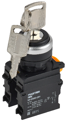 Переключатель с ключом на 3 положения 2NO чёрный MASTER IEK 