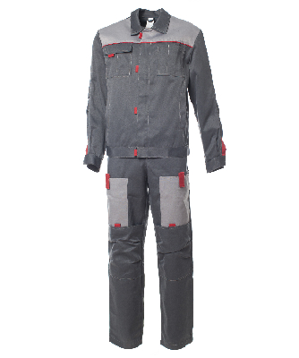 Костюм мужской ФАВОРИТ-2 куртка, полукомбинезон, цвет тёмно-серый с серым и красным, р-р 52-54 104-108/170-176