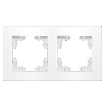 Рамка двухместная горизонтальная Афина белая (еврослот)