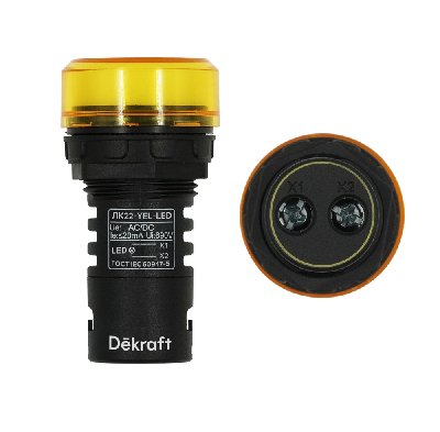 Лампа коммутационная ЛК-22 ADDS диам. 22мм LED желтая 220В AC/DC