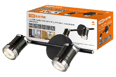 Светильник настенный спот 2 х 50 Вт, GU10, 230 В, 50 Гц, IP44, Юкка, черный/хром